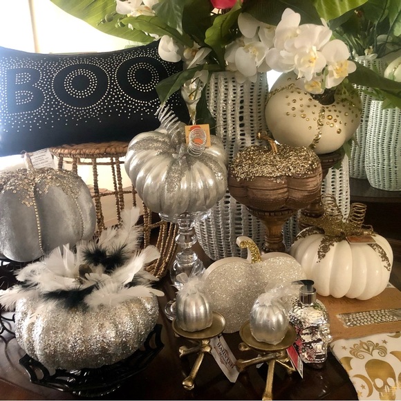 New! Silver & Gold Sparkly Pumpkin - Picture 5 of 7